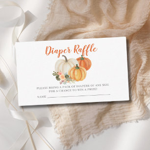 Little Pumpkin Baby Shower Diaper Raffle Ticket Enclosure Card