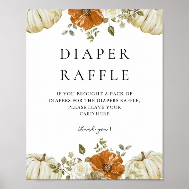 Little Pumpkin Baby Shower Dipaer Raffle Sign (Front)