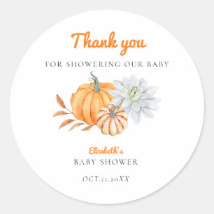 Little Pumpkin Baby Shower Elegant Simple Modern Classic Round Sticker