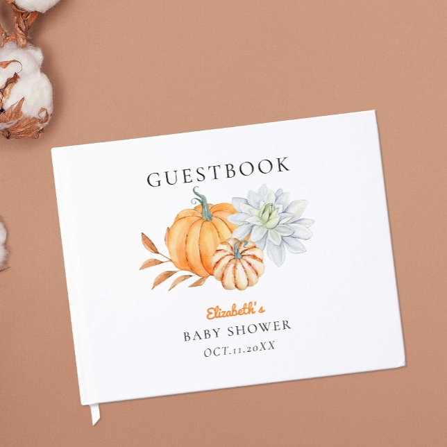Little Pumpkin Baby Shower Elegant Simple Modern  Guest Book (Creator Uploaded)