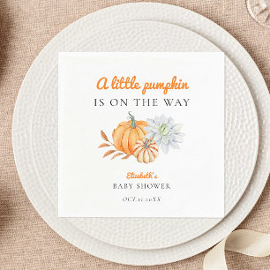 Little Pumpkin Baby Shower Elegant Simple Modern Napkin