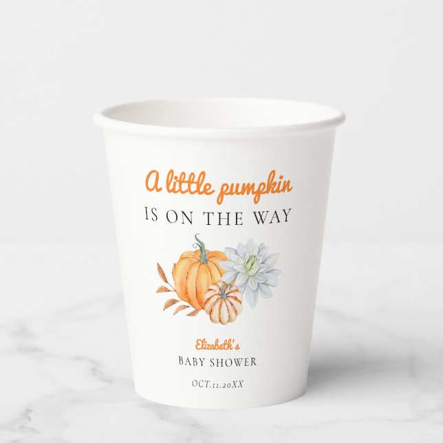 Little Pumpkin Baby Shower Elegant Simple Modern  Paper Cups (Front)