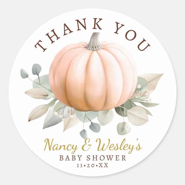  Little Pumpkin Baby Shower Favor Sticker - Orange (Front)