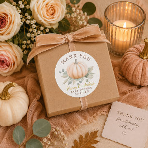 Little Pumpkin Baby Shower Favour Sticker - Orang