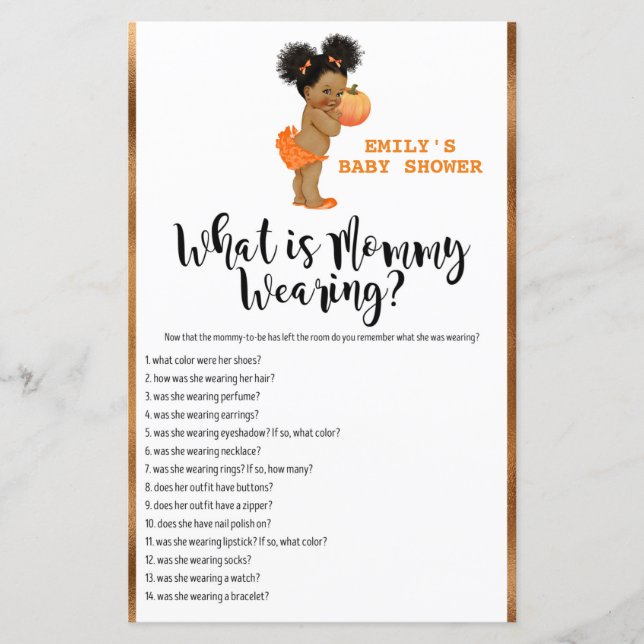 Little Pumpkin Baby Shower Game PRINTED (Front)