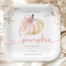 Little Pumpkin Baby Shower Girl Pink Bow
