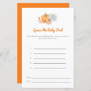 Little Pumpkin Baby Shower Guess Baby Food Game