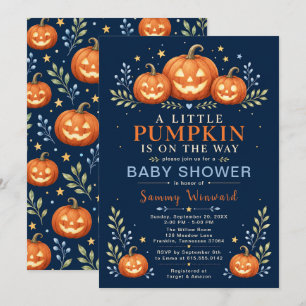 Little Pumpkin Baby Shower Halloween Fall Invitation