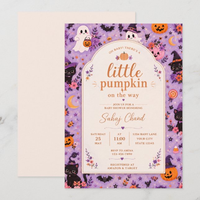 Little Pumpkin Baby Shower Invitation (Front/Back)
