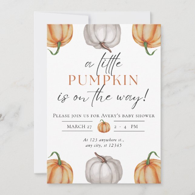 Little Pumpkin Baby Shower Invitation (Front)