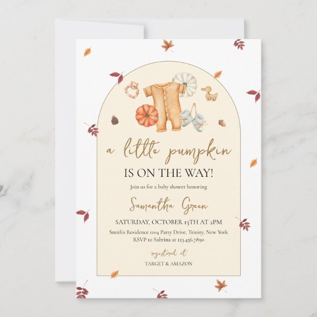 Little Pumpkin Baby Shower Invitation (Front)