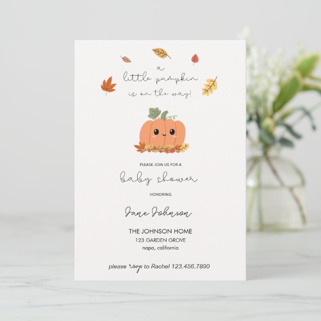 Little Pumpkin Baby Shower Invitation (Standing Front)