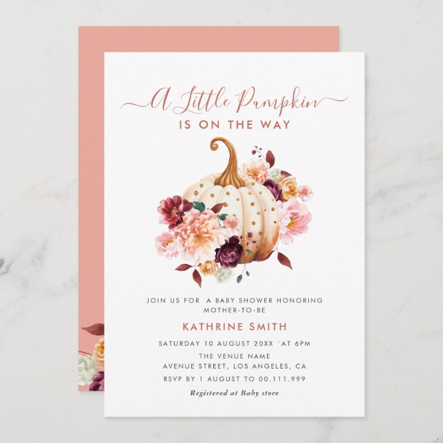 little pumpkin baby shower invitation (Front/Back)