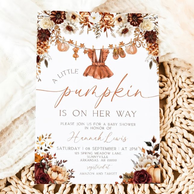 Little Pumpkin Baby Shower Invitation, Baby Clothe Invitation (Creator Uploaded)