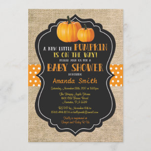 Little Pumpkin Baby Shower Invitation Card Burlap