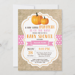 Little Pumpkin Baby Shower Invitation Card Burlap