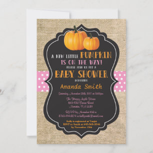 Little Pumpkin Baby Shower Invitation Card Burlap