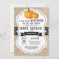 Little Pumpkin Baby Shower Invitation Card Burlap
