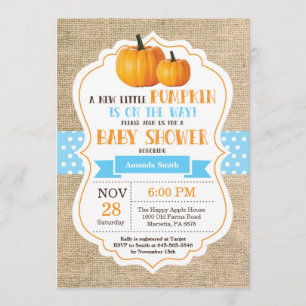 Little Pumpkin Baby Shower Invitation Card Burlap