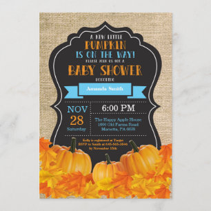 Little Pumpkin Baby Shower Invitation Card Burlap