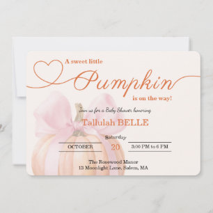 Little Pumpkin Baby Shower Invitation – Pink Bow