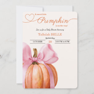 Little Pumpkin Baby Shower Invitation – Pink Bow