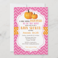 Little Pumpkin Baby Shower Invitation Pink Chevron