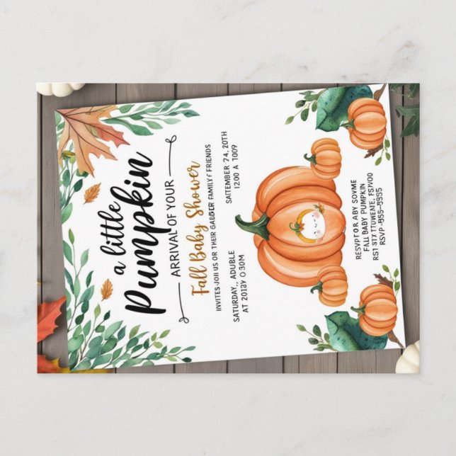 Little Pumpkin Baby Shower Invitation Postcard (Front)