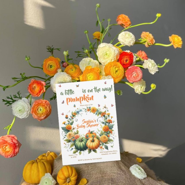 Little Pumpkin Baby Shower Invite – Autumn Floral  (Creator Uploaded)