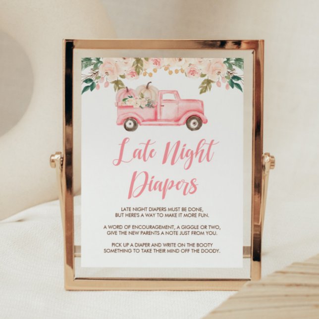 Little Pumpkin Baby Shower Late Night Diapers Sign (Creator Uploaded)