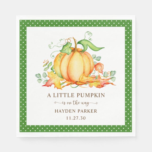 Little Pumpkin Baby Shower Napkins (Front)
