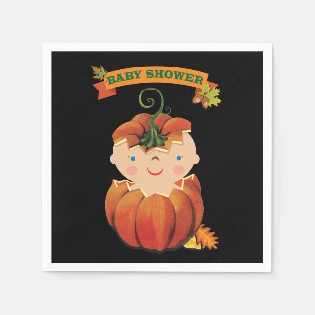 Little Pumpkin Baby Shower Napkins (Front)