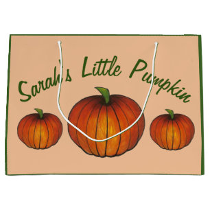 Little Pumpkin Baby Shower New Arrival Autumn Fall Large Gift Bag
