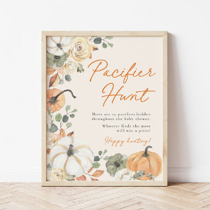 Little Pumpkin Baby Shower Pacifier Hunt Game Sign