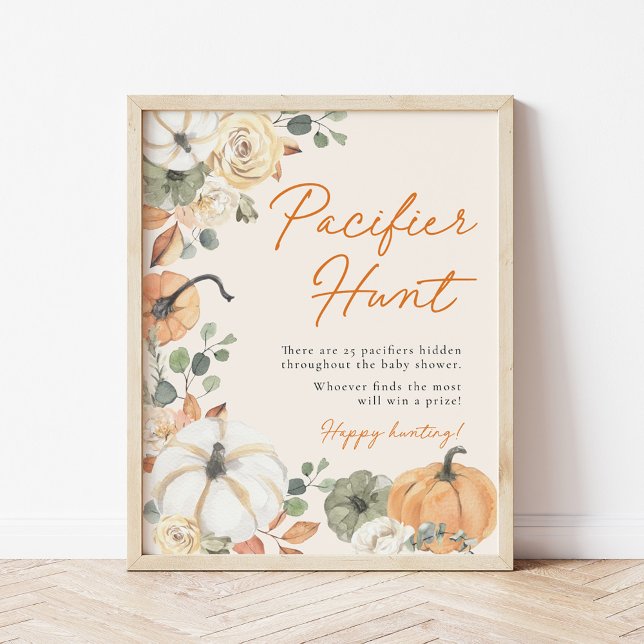 Little Pumpkin Baby Shower Pacifier Hunt Game Sign (Creator Uploaded)