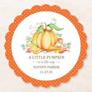 Little Pumpkin Baby Shower Paper Plate Coaster