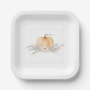 Little Pumpkin Baby Shower Paper Plates