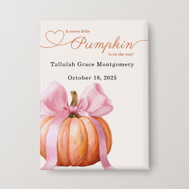Little Pumpkin Baby Shower – Pink Bow Fall  (Front)
