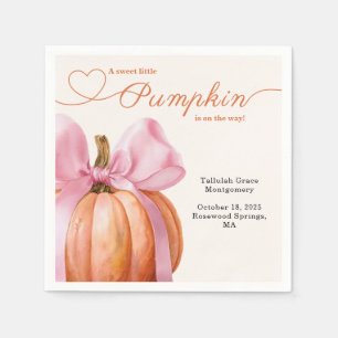 Little Pumpkin Baby Shower – Pink Bow Fall Napkin