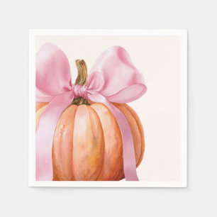 Little Pumpkin Baby Shower – Pink Bow Fall Napkin