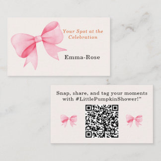 Little Pumpkin Baby Shower – Pink Bow Fall Place Card