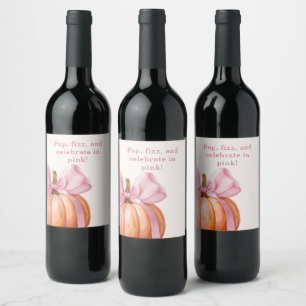 Little Pumpkin Baby Shower – Pink Bow Fall  Wine Label