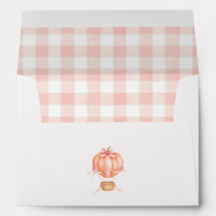 Little Pumpkin Baby Shower Pink Gingham Envelope