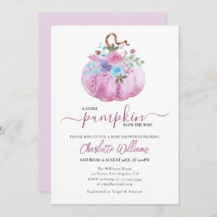 Little Pumpkin Baby Shower Pink Girl Invitation