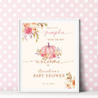 Little Pumpkin Baby Shower Pink Girl Welcome