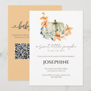 Little Pumpkin Baby Shower QR Registry Invitation