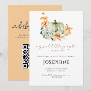 Little Pumpkin Baby Shower QR Registry Invitation
