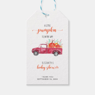 Little Pumpkin Baby Shower Red Truck Fall Autumn I Gift Tags