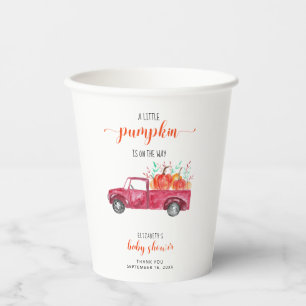 Little Pumpkin Baby Shower Red Truck Fall Autumn  Paper Cups