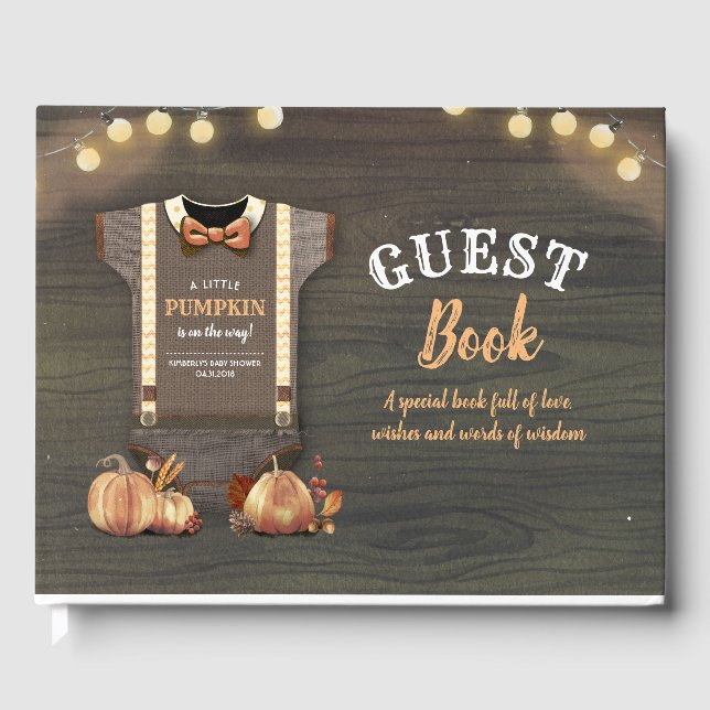 Little Pumpkin Baby Shower Rustic Fall Guest Book (Front)